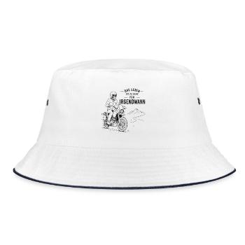 Leben ist zu kurz: Motorradpfad - Bucket Hat - Weiß/Navy - Vorne