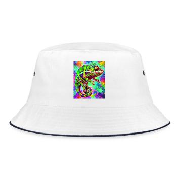 chameleon - Bucket Hat - white/navy - Front