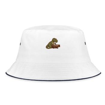 T-Rex Dinosaur Playing Chess - Bucket Hat - white/navy - Front