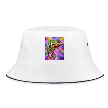 Chamäleon - Bucket Hat - Weiß/Navy - Vorne