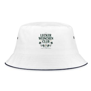Wein Lecker Weinchen Club Weinliebhaber Rotwein - Bucket Hat - Weiß/Navy - Vorne