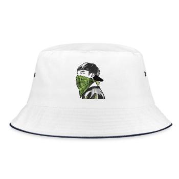 Bandana vert et casquette streetwear - Bob - blanc/marine - Devant