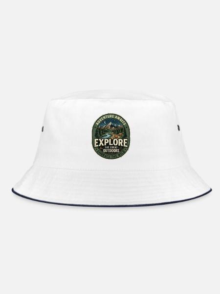 Entdecken Sie die Natur – Abenteuer und Natur - Bucket Hat - Weiß/Navy