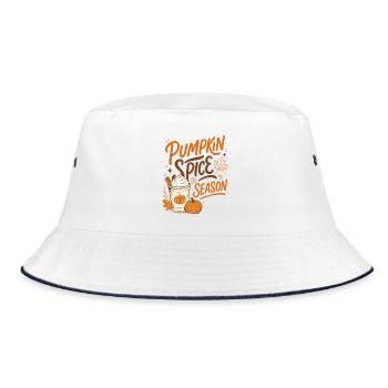 Pumpkin Spice Season - Herbst Saison  - Bucket Hat - Weiß/Navy - Vorne