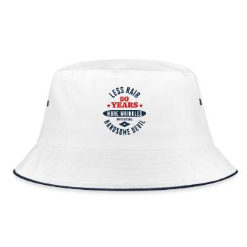 50. Geburtstags-Teufel - Bucket Hat - Weiß/Navy - Vorne