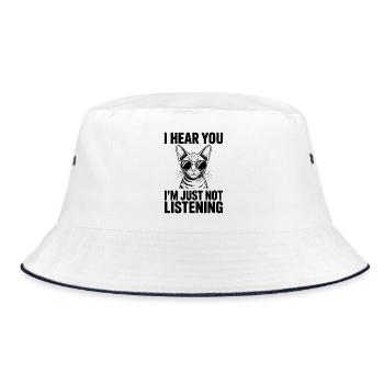 Devon Rex Spruch Katze Lustiges Devon Rex Geschenk - Bucket Hat - Weiß/Navy - Vorne
