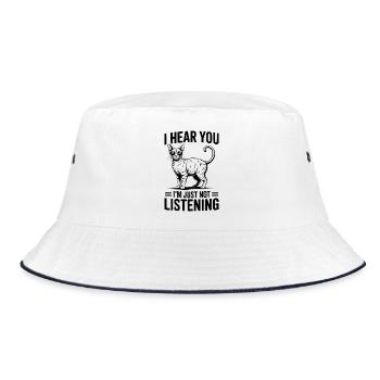 Devon Rex Spruch Katze Lustiges Devon Rex Geschenk - Bucket Hat - Weiß/Navy - Vorne