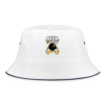 Bier Humor Bierliebe Hopfen Gerste Brauerei - Bucket Hat - Weiß/Navy - Vorne