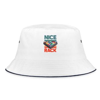 Nice Rack Lustiges Billard 9 Ball Pool Retro - Bucket Hat - Weiß/Navy - Vorne