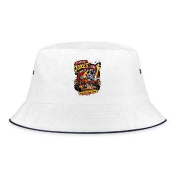 Live-Mikro: Verbindung durch Witze - Bucket Hat - Weiß/Navy - Vorne