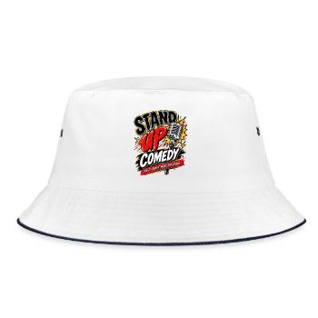 Stand-Up Comedy Mikrofon Logo - Bucket Hat - Weiß/Navy - Vorne