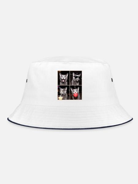 Katzen Korat Katze - Bucket Hat - Weiß/Navy