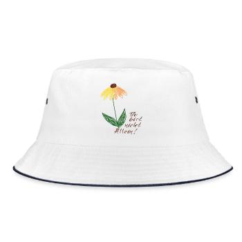 Gelbe Blume Du bist nicht Allein - Bucket Hat - Weiß/Navy - Vorne