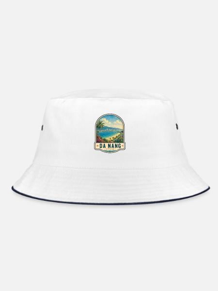 Da Nang Vietnam Vintage Reise Design - Bucket Hat - Weiß/Navy