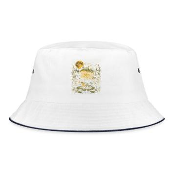 Vintage Mondbeschienener Bullfrosch-Teich - Bucket Hat - Weiß/Navy - Vorne