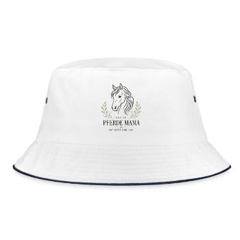 Stolze Pferdemama – Pferdeliebe mit Herz und Huf - Bucket Hat - Weiß/Navy - Vorne