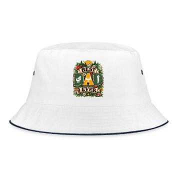 Vintage-Baba Arabische Kalligraphie Vatertag - Bucket Hat - Weiß/Navy - Vorne