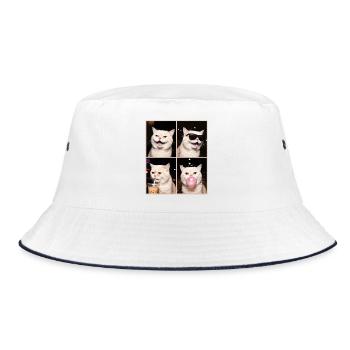 Katzen Perser Katze - Bucket Hat - Weiß/Navy - Vorne