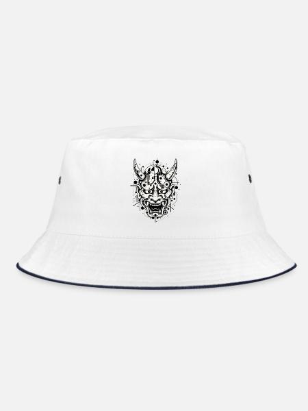 Hannya Maske - Bucket Hat - Weiß/Navy