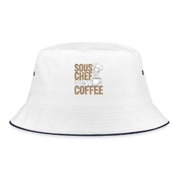Sous Chef Before Coffee Line Chef Coffee Lover - Bucket Hat - Weiß/Navy - Vorne