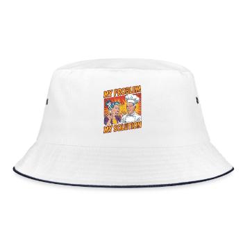 Sous Chef My Problem My Pictogram Dad Line Chef - Bucket Hat - Weiß/Navy - Vorne