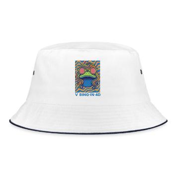Hippie-Musik, trippy-Pilz-Pilze vibrieren in 4D - Bucket Hat - Weiß/Navy - Vorne