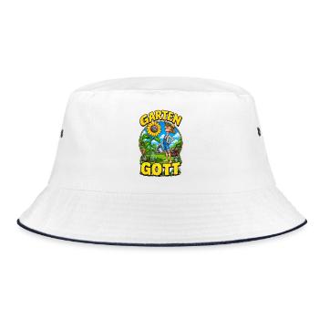 Garten Gott – Funny Gardener Gardening - Bucket Hat - Weiß/Navy - Vorne