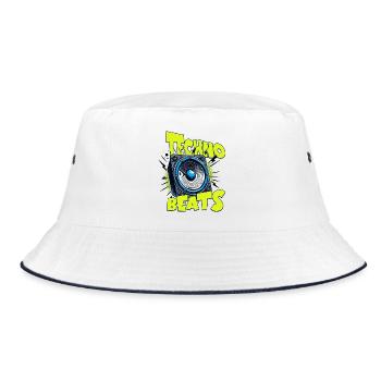 TECHNO BEATS - Bucket Hat - Weiß/Navy - Vorne