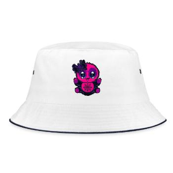 Kawaii Spinnenbaby mit Netz - Bucket Hat - Weiß/Navy - Vorne
