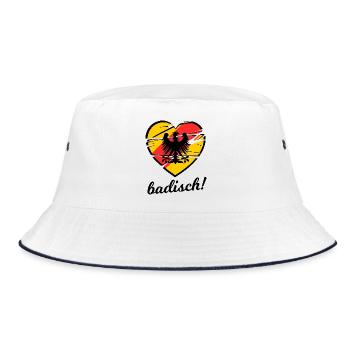 Herzflagge Deutsche Badische Liebe - Bucket Hat - Weiß/Navy - Vorne