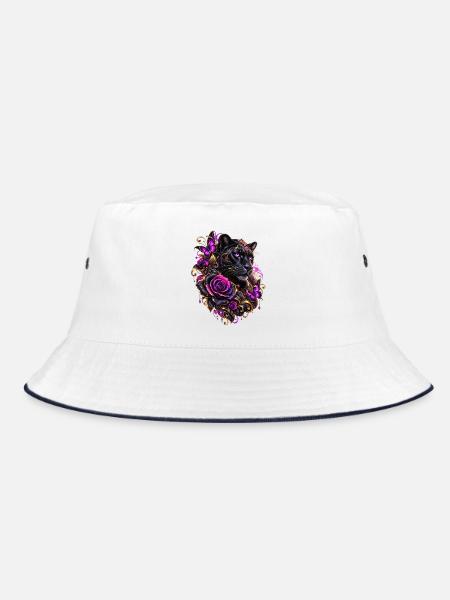 Schwarzer Panther mit Neon-Aura - Bucket Hat - Weiß/Navy