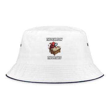 Der Teufel steckt im Detail – lustige Idiom-Zeichentrickserie - Bucket Hat - Weiß/Navy - Vorne