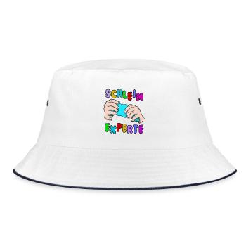 Slime Geschenk Kinder Schleim basteln lustig - Bucket Hat - Weiß/Navy - Vorne