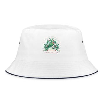 Bamboo Bird Club Mahjong Nacht - Bucket Hat - Weiß/Navy - Vorne