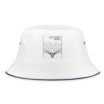 Elektronisches Musikplakat - Bucket Hat - Weiß/Navy - Vorne