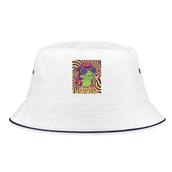 Psychedelischer Festival-Hippie Be Kind Stay Weird - Bucket Hat - Weiß/Navy - Vorne