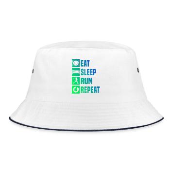 Geschenkidee für eine Running mit Running - Bucket Hat - Weiß/Navy - Vorne