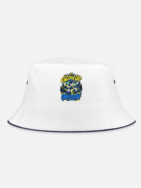 Athlete Robot: Brillo-Saison - Bucket Hat - Weiß/Navy
