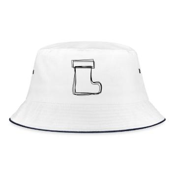 Nikolausstiefel handgezeichnet - Bucket Hat - Weiß/Navy - Vorne