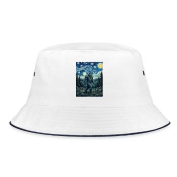Bigfoot Sternennacht – Sasquatch-Campingkunst - Bucket Hat - Weiß/Navy - Vorne