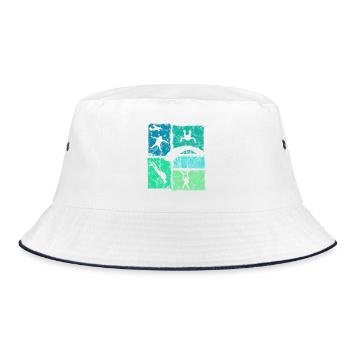 Fallschirmspringer Collage Fallschirm Extremsport - Bucket Hat - Weiß/Navy - Vorne