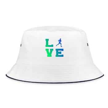 Geschenkidee für einen Running mit Running - Bucket Hat - Weiß/Navy - Vorne
