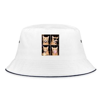 Katzen orange Tabby Katze - Bucket Hat - Weiß/Navy - Vorne