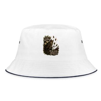 Overthinking Eule Grübel Humor für Introvertierte - Bucket Hat - Weiß/Navy - Vorne