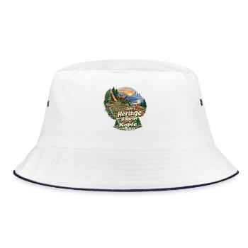 Heringe im Boden statt Köpfe im Büro - Bucket Hat - Weiß/Navy - Vorne