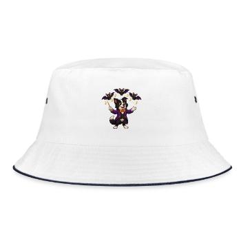 Border Collie leitet einen Halloween-Fledermauschor - Bucket Hat - Weiß/Navy - Vorne