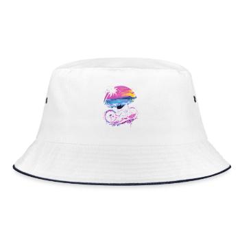 Mountainbike Retrowave - Bucket Hat - Weiß/Navy - Vorne