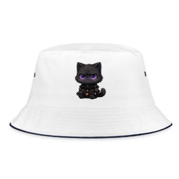 Kosmische Katze in Halloween-Spitze - Bucket Hat - Weiß/Navy - Vorne