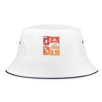 Fallschirmspringer Absprung Freifall Fallschirm - Bucket Hat - Weiß/Navy - Vorne
