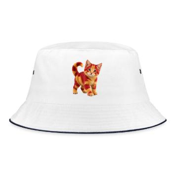 Spanisches Kätzchen - Bucket Hat - Weiß/Navy - Vorne